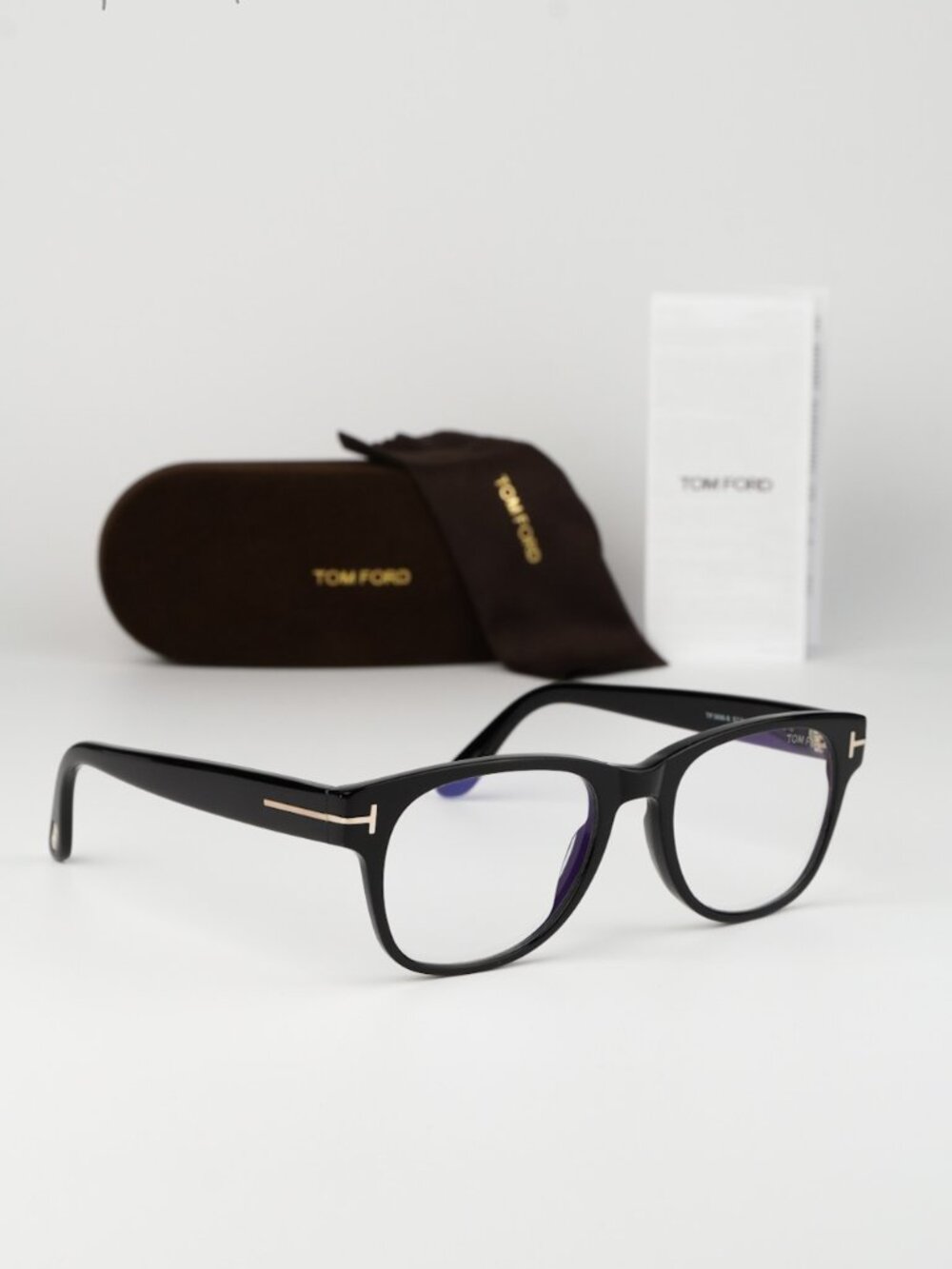 Tom Ford Women Eyeglasses Black Blue Block Square FT5898-B 001 NEW AUTHENTIC